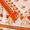 Sanskriti Vintage White-Orange Pure Cotton Saree Kantha Digital Print Sari 5.5YD