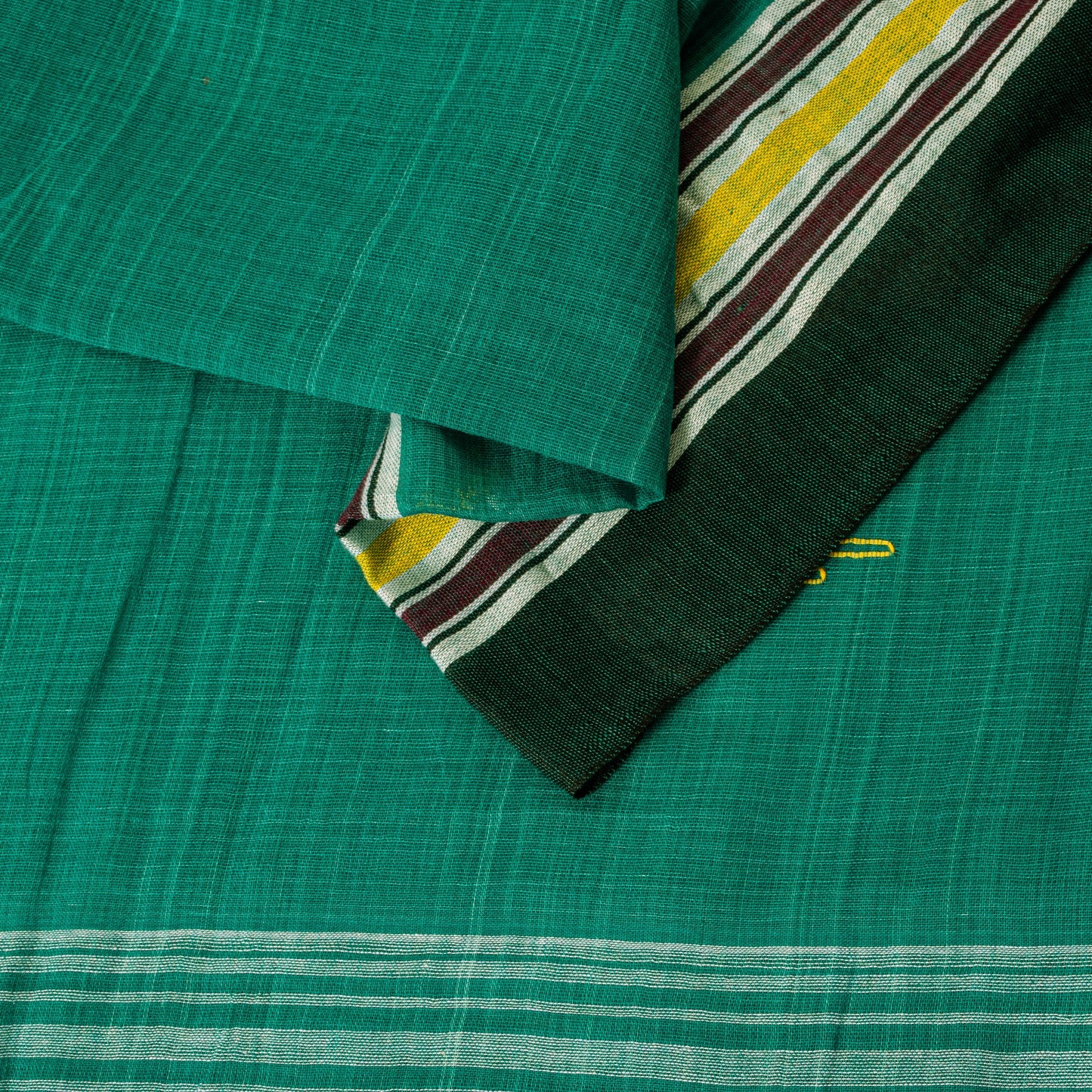 Sanskriti Vintage Green100% Pure Cotton Saree Tant Hand Woven Bengali Sari 5.5YD