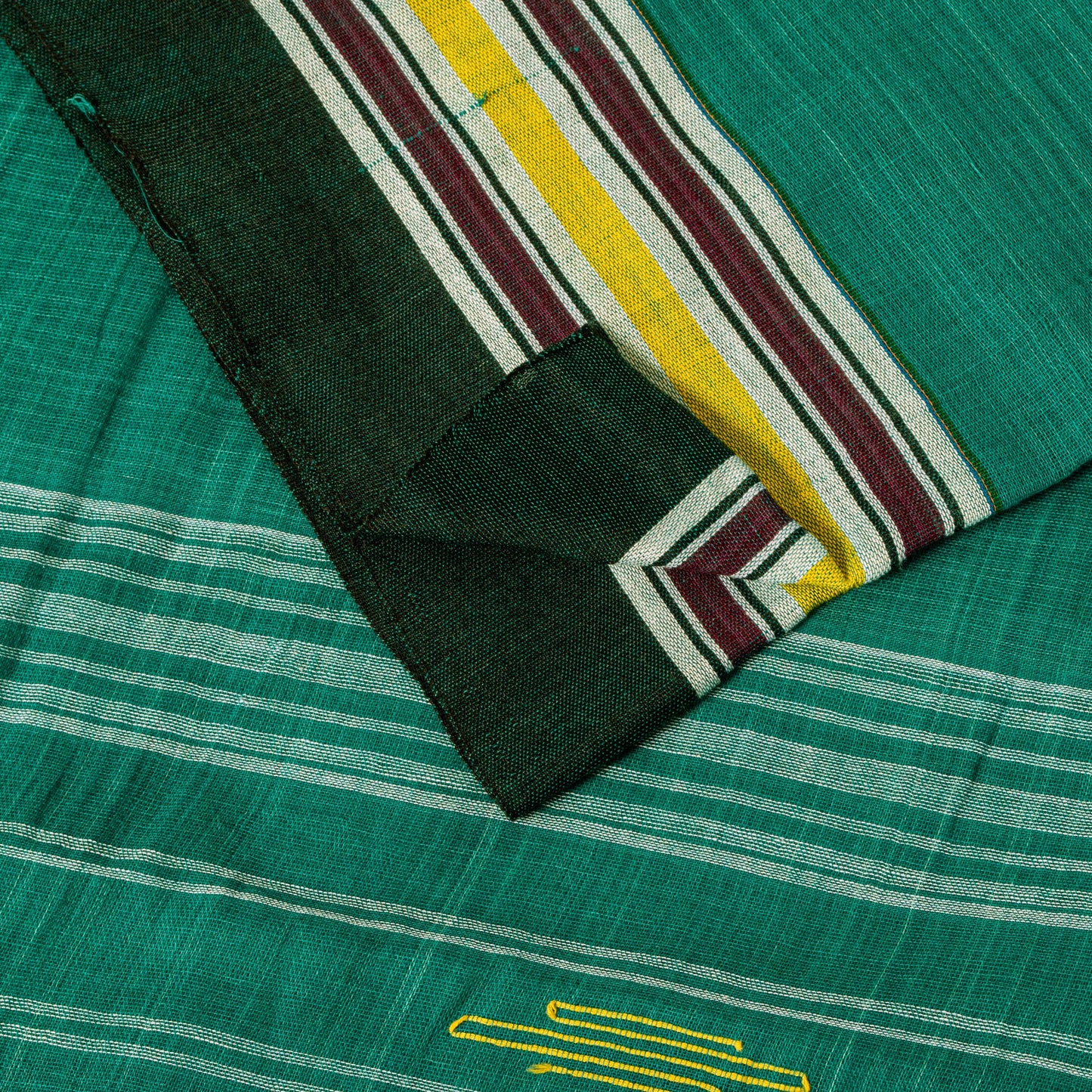 Sanskriti Vintage Green100% Pure Cotton Saree Tant Hand Woven Bengali Sari 5.5YD