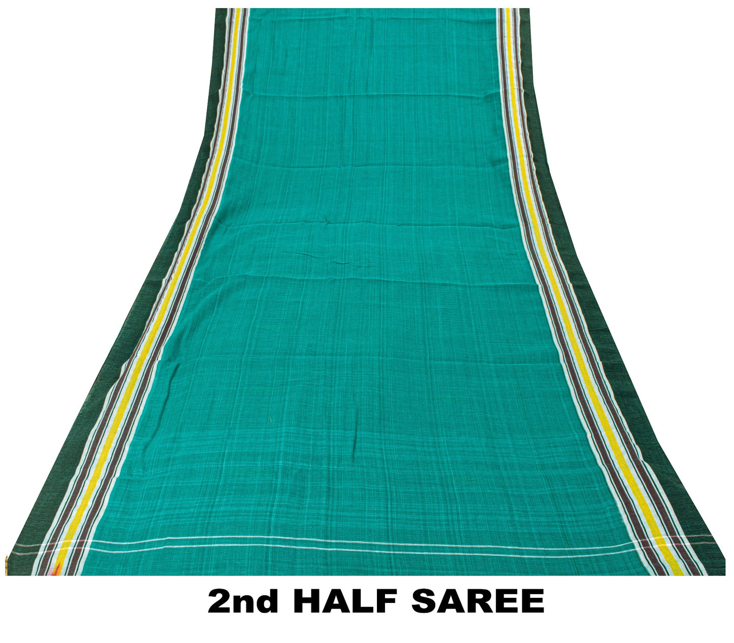 Sanskriti Vintage Green100% Pure Cotton Saree Tant Hand Woven Bengali Sari 5.5YD