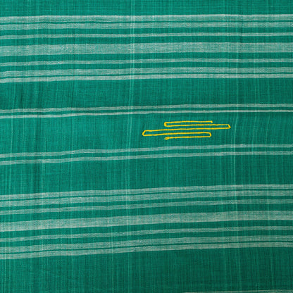 Sanskriti Vintage Green100% Pure Cotton Saree Tant Hand Woven Bengali Sari 5.5YD
