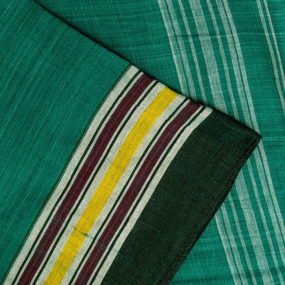 Sanskriti Vintage Green100% Pure Cotton Saree Tant Hand Woven Bengali Sari 5.5YD