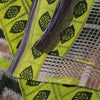 Sanskriti Vintage Green-Brown Pure Cotton Saree Geometric Ikat Print 5.5YDCraft