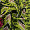 Sanskriti Vintage Green-Brown Pure Cotton Saree Geometric Ikat Print 5.5YDCraft