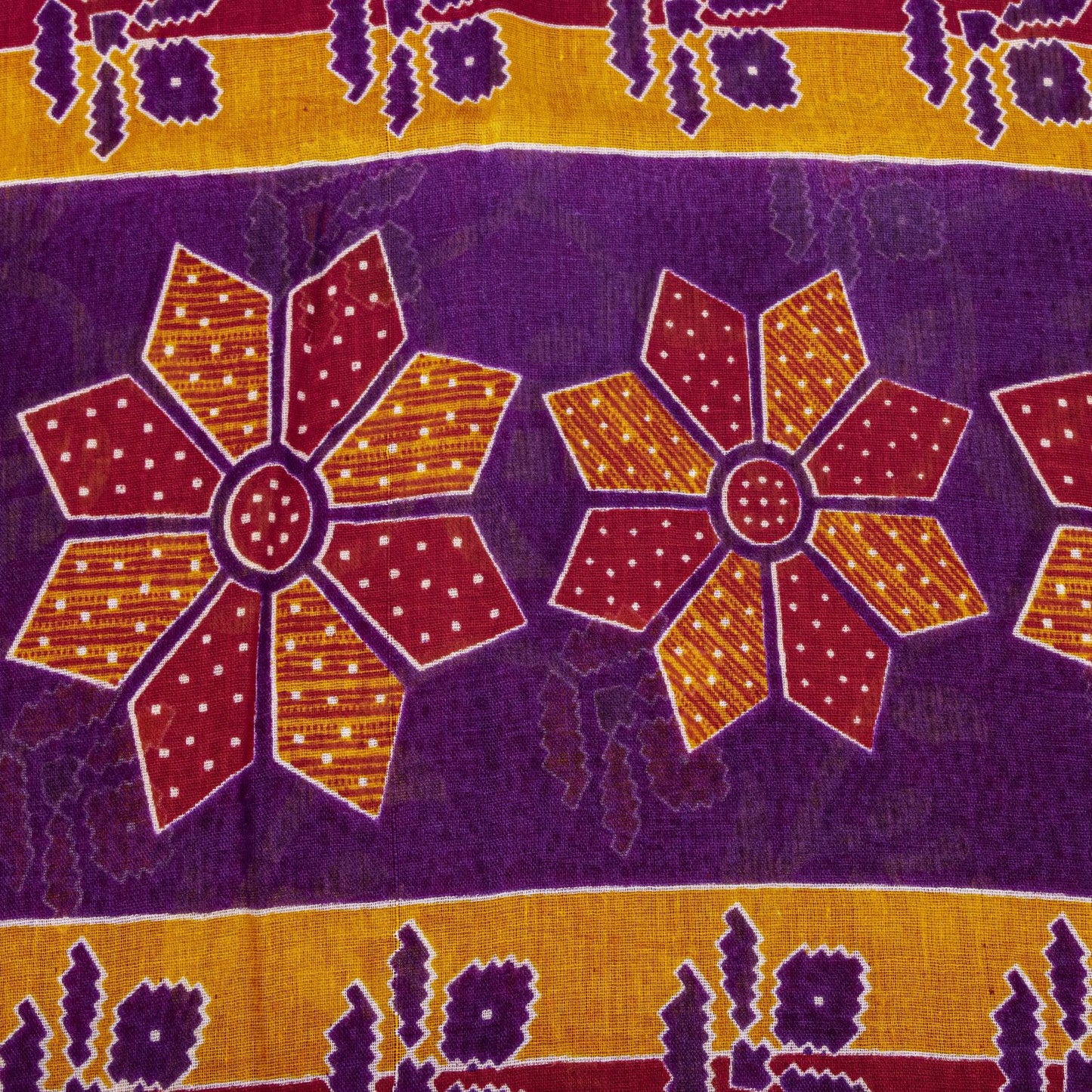 Sanskriti Vintage Saree Red Pure Cotton Floral Printed Sari 4.5+YD Craft Fabric