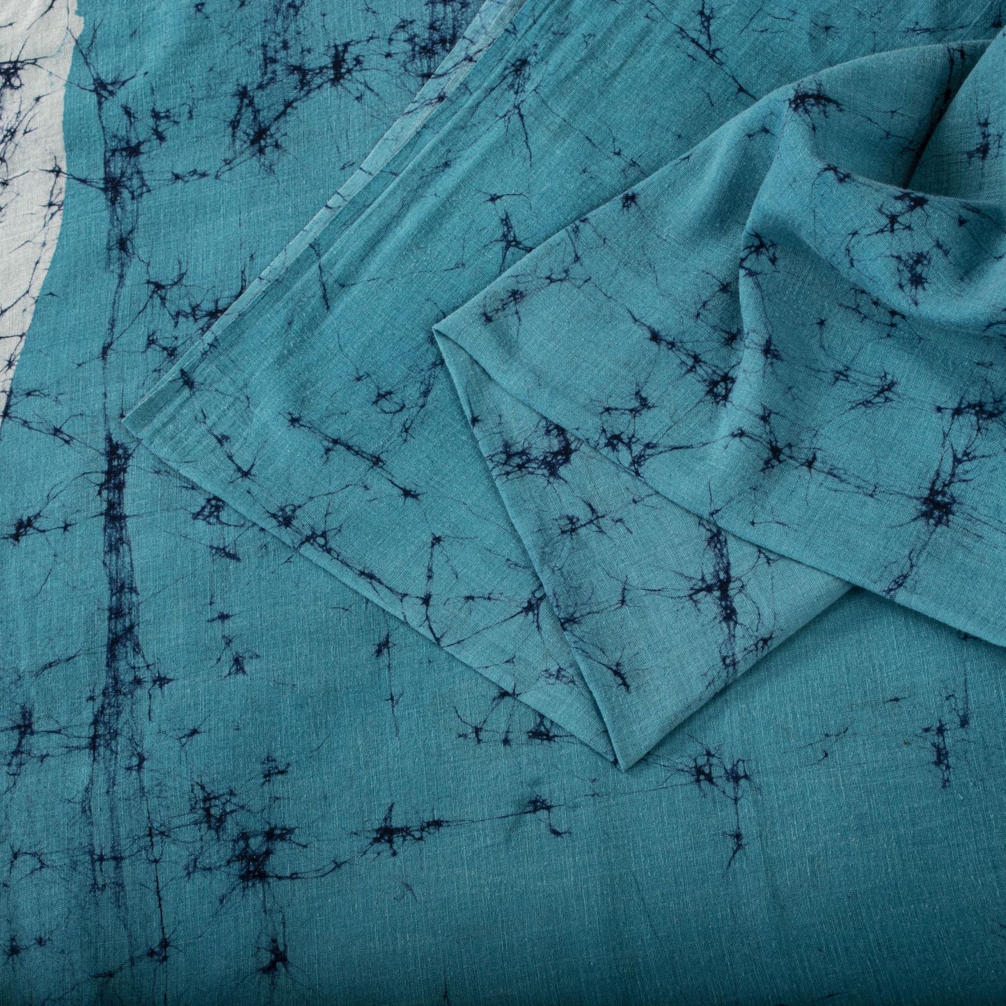 Sanskriti Vintage Blue Pure Cotton Saree Batik Work Sari 5+Yard Craft Fabric