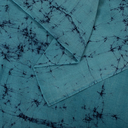 Sanskriti Vintage Blue Pure Cotton Saree Batik Work Sari 5+Yard Craft Fabric