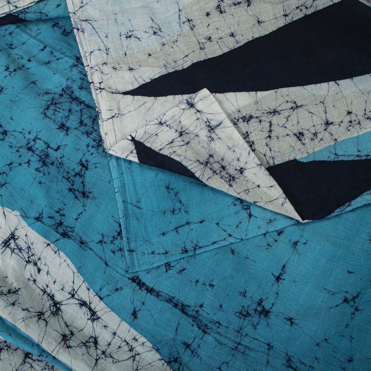Sanskriti Vintage Blue Pure Cotton Saree Batik Work Sari 5+Yard Craft Fabric