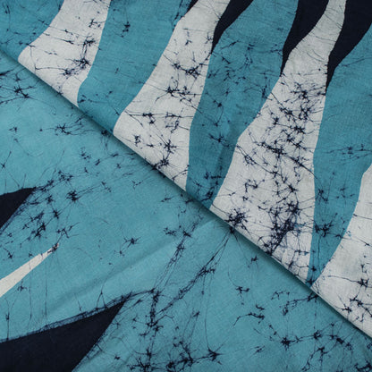 Sanskriti Vintage Blue Pure Cotton Saree Batik Work Sari 5+Yard Craft Fabric