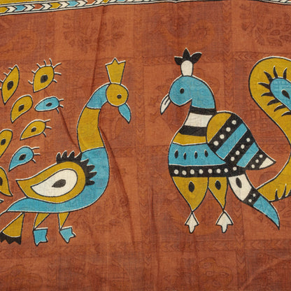 Sanskriti Vintage Pure Cotton Saree Kalamkari Handpainted Sari 5+yard Craft DIY