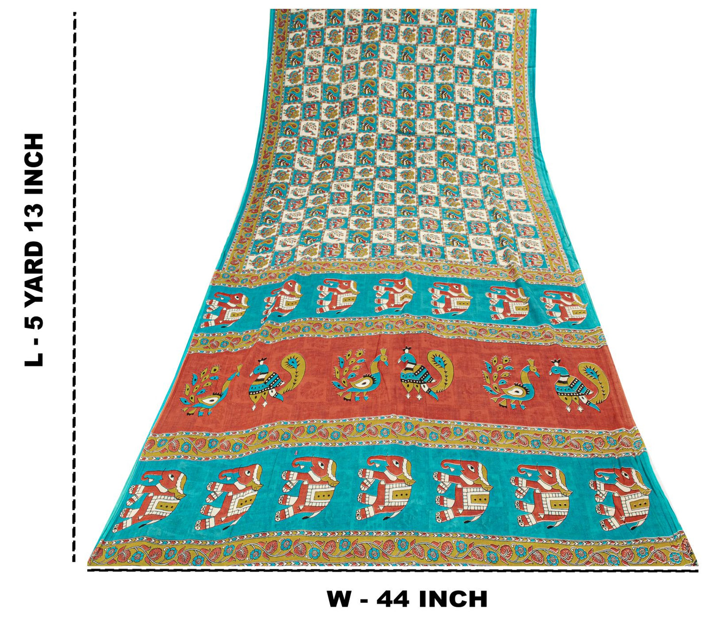 Sanskriti Vintage Pure Cotton Saree Kalamkari Handpainted Sari 5+yard Craft DIY