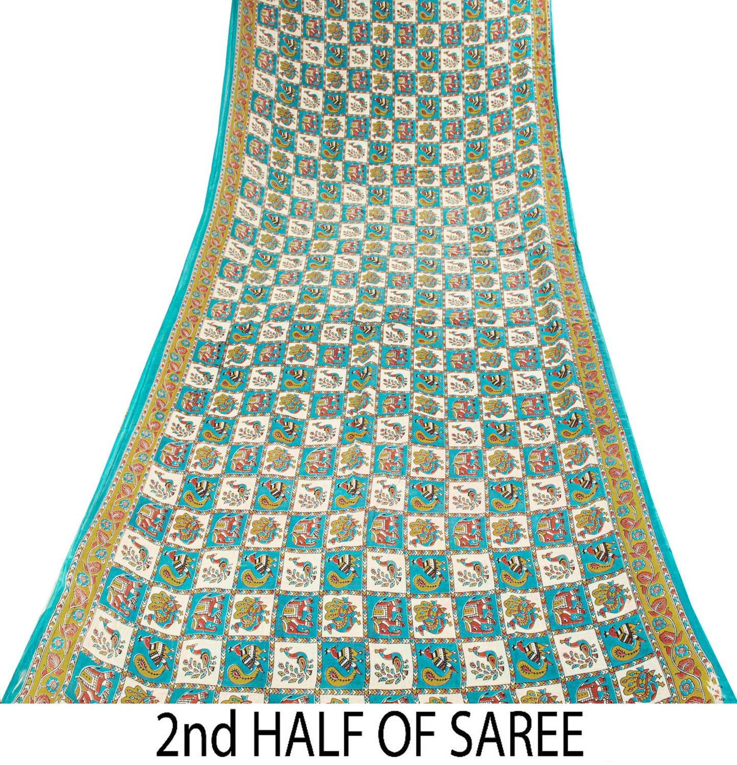 Sanskriti Vintage Pure Cotton Saree Kalamkari Handpainted Sari 5+yard Craft DIY