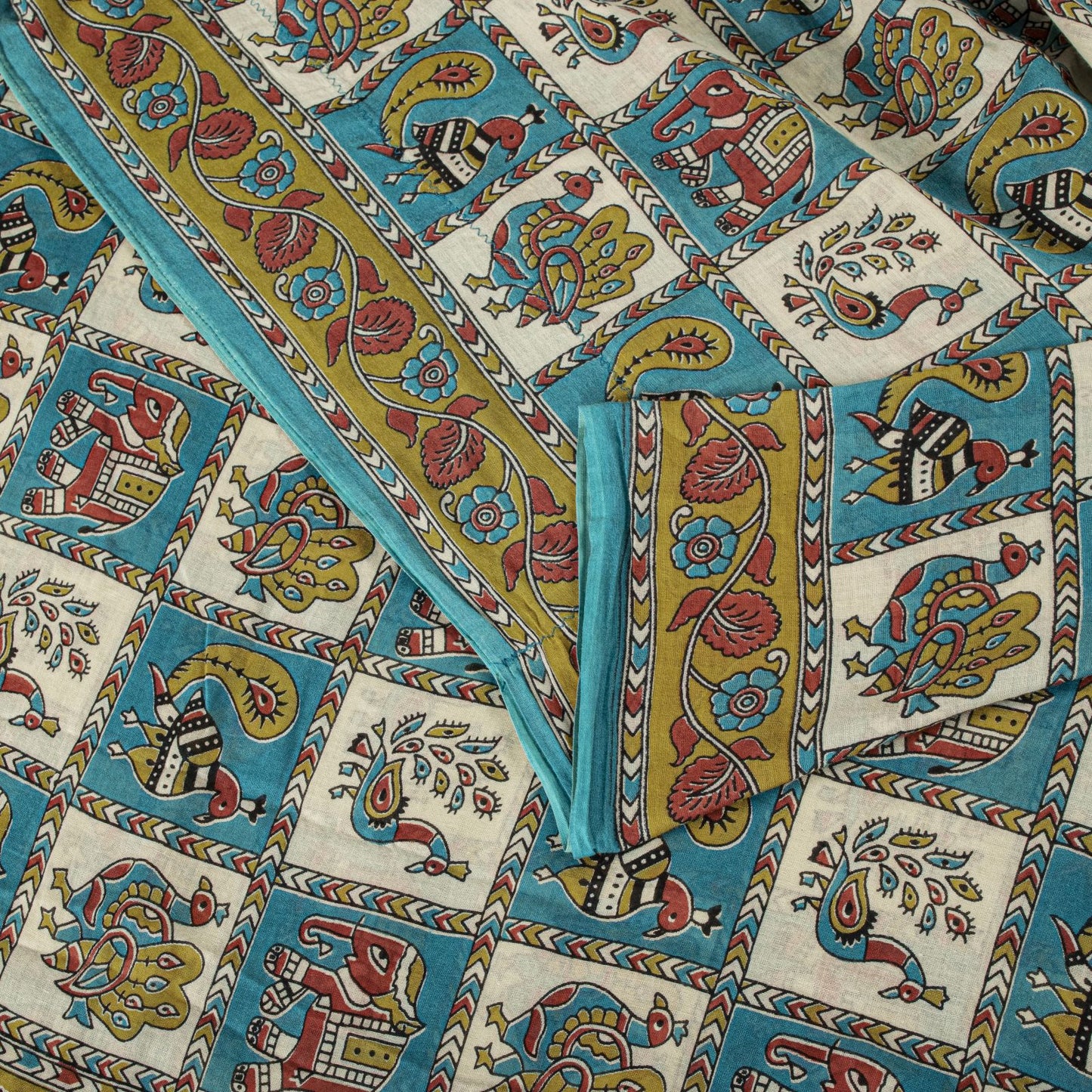 Sanskriti Vintage Pure Cotton Saree Kalamkari Handpainted Sari 5+yard Craft DIY