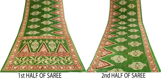 Vintage Saree 100% Pure Cotton Floral Printed Sari 5+YD Sewing Craft Decor Fabric