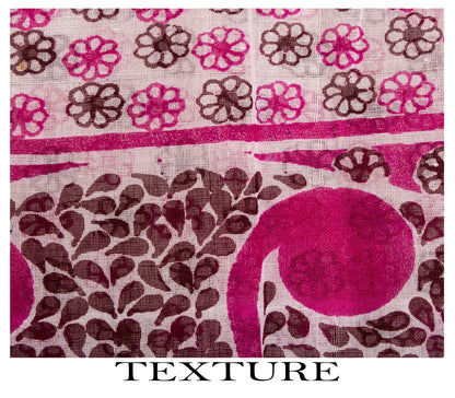 Sanskriti Vintage Saree Pink 100%Pure Cotton Mandal Art Printed Sari 5+YD Fabric