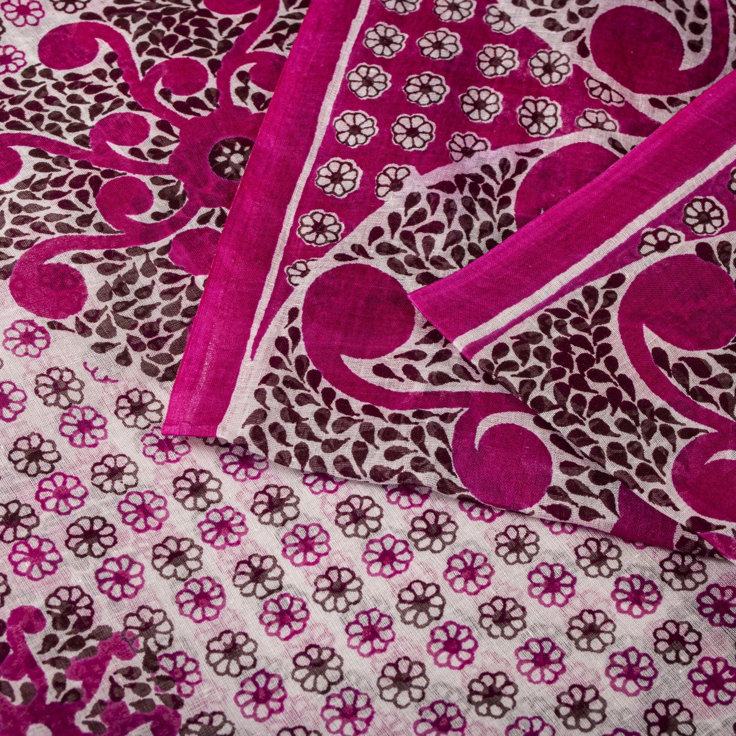 Sanskriti Vintage Saree Pink 100%Pure Cotton Mandal Art Printed Sari 5+YD Fabric
