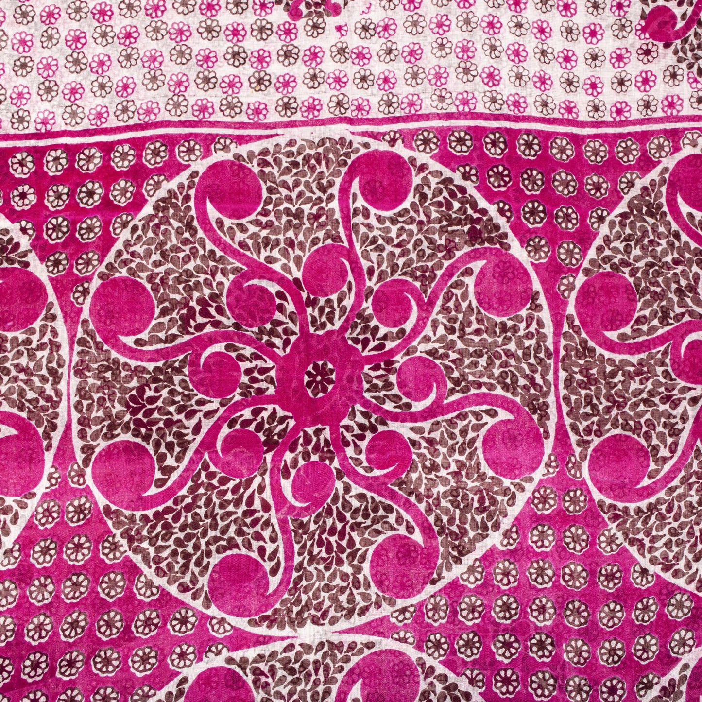 Sanskriti Vintage Saree Pink 100%Pure Cotton Mandal Art Printed Sari 5+YD Fabric