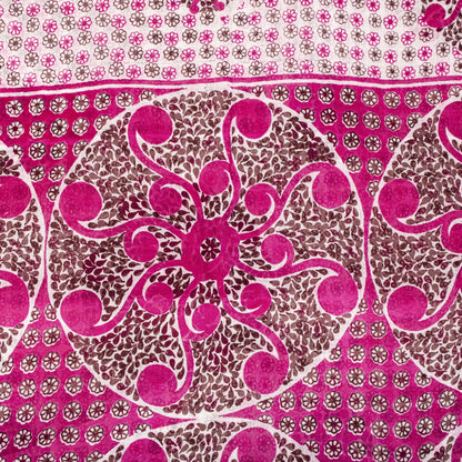 Sanskriti Vintage Saree Pink 100%Pure Cotton Mandal Art Printed Sari 5+YD Fabric