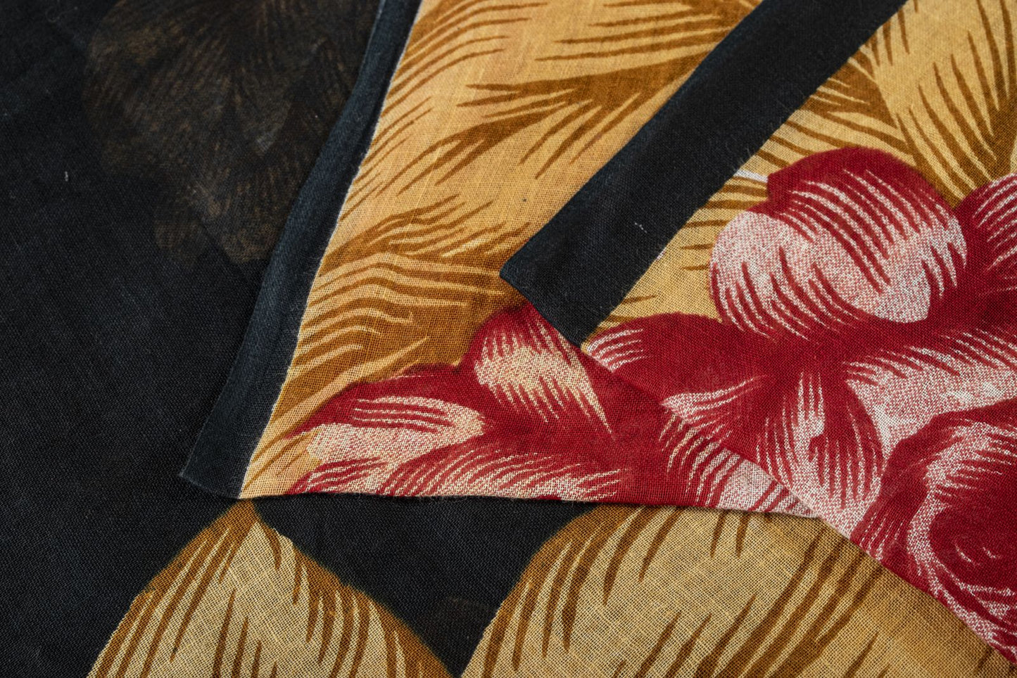 Sanskriti Vintage Saree Black Pure Cotton Digital Print Floral Sari 5+YD Fabric