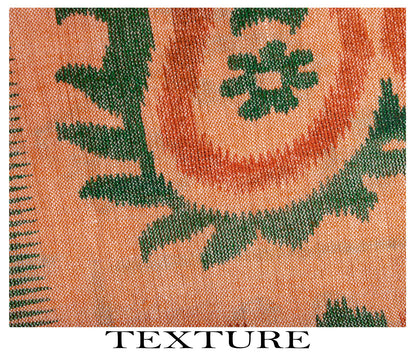Sanskriti Vintage Saree Peach Pure Cotton Ikat Printed Sari Craft Fabric 5+Yard