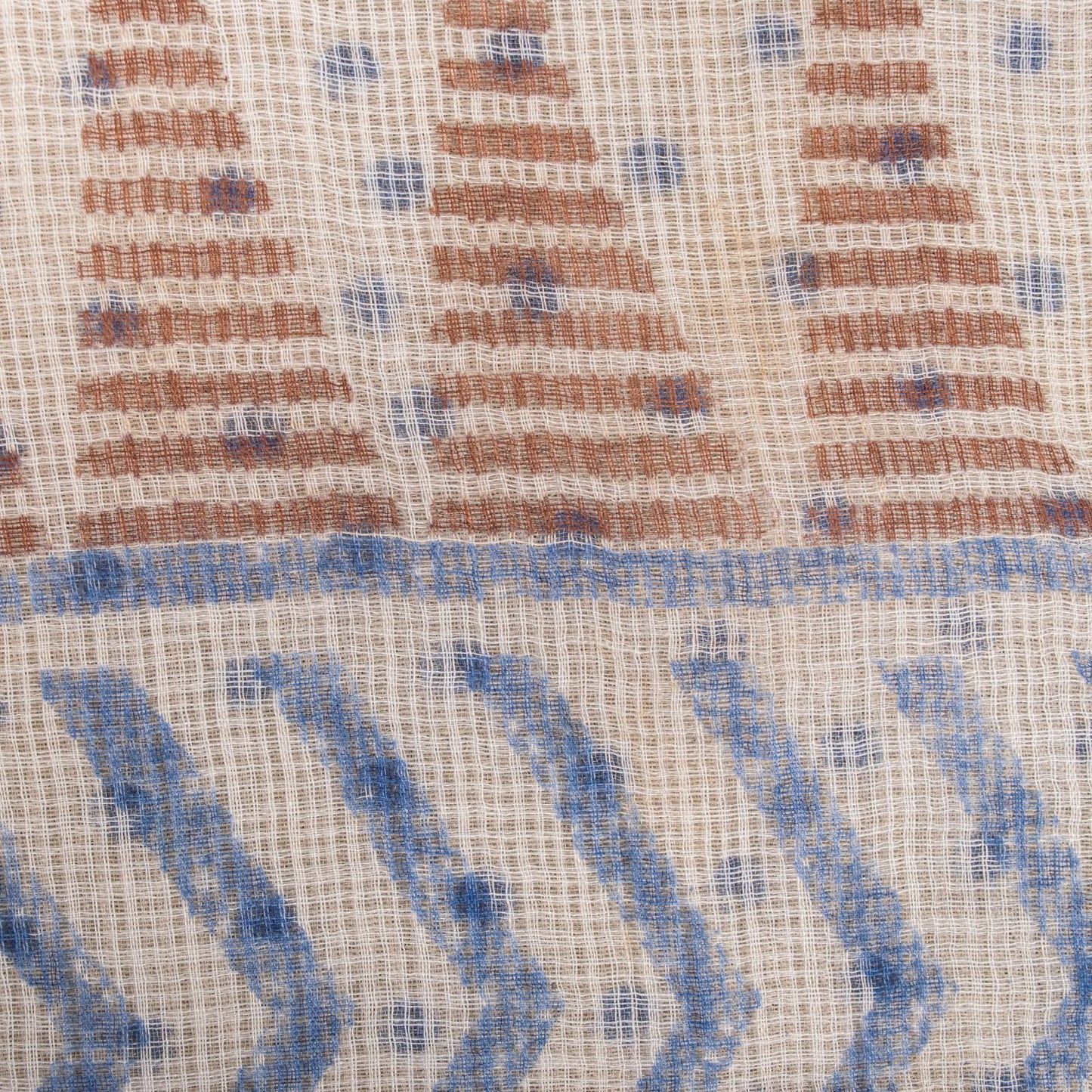 Sanskriti Vintage Saree Blue Pure Cotton Kota Woven Hand Block Kalamkari 6YD Sari