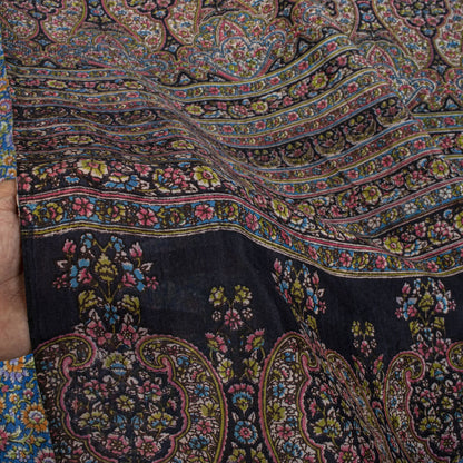 Sanskriti Vintage Saree Blue 100% Pure Cotton Floral Print Sari Fabric 5.5+Yard