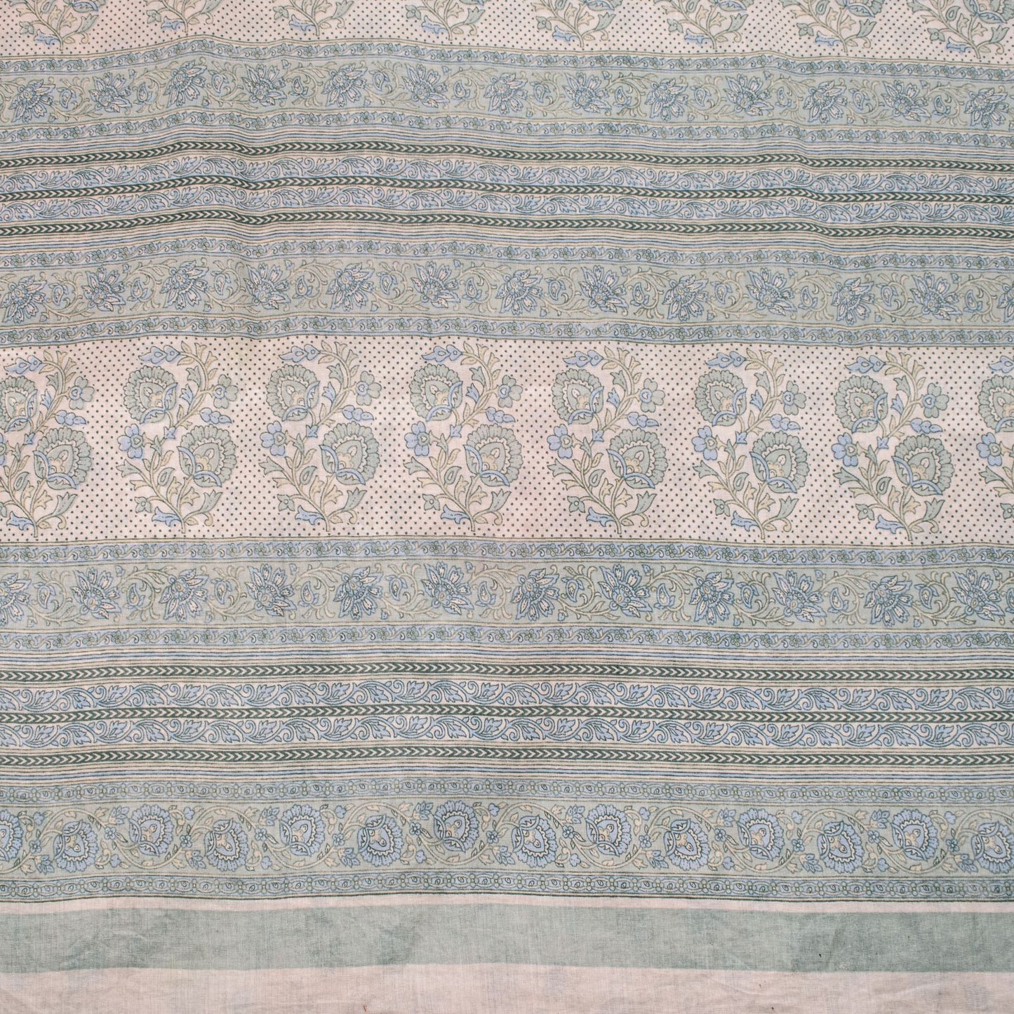 Sanskriti Vintage Saree Pink-Blue Pure Cotton Floral Print Sari Fabric 5+Yard