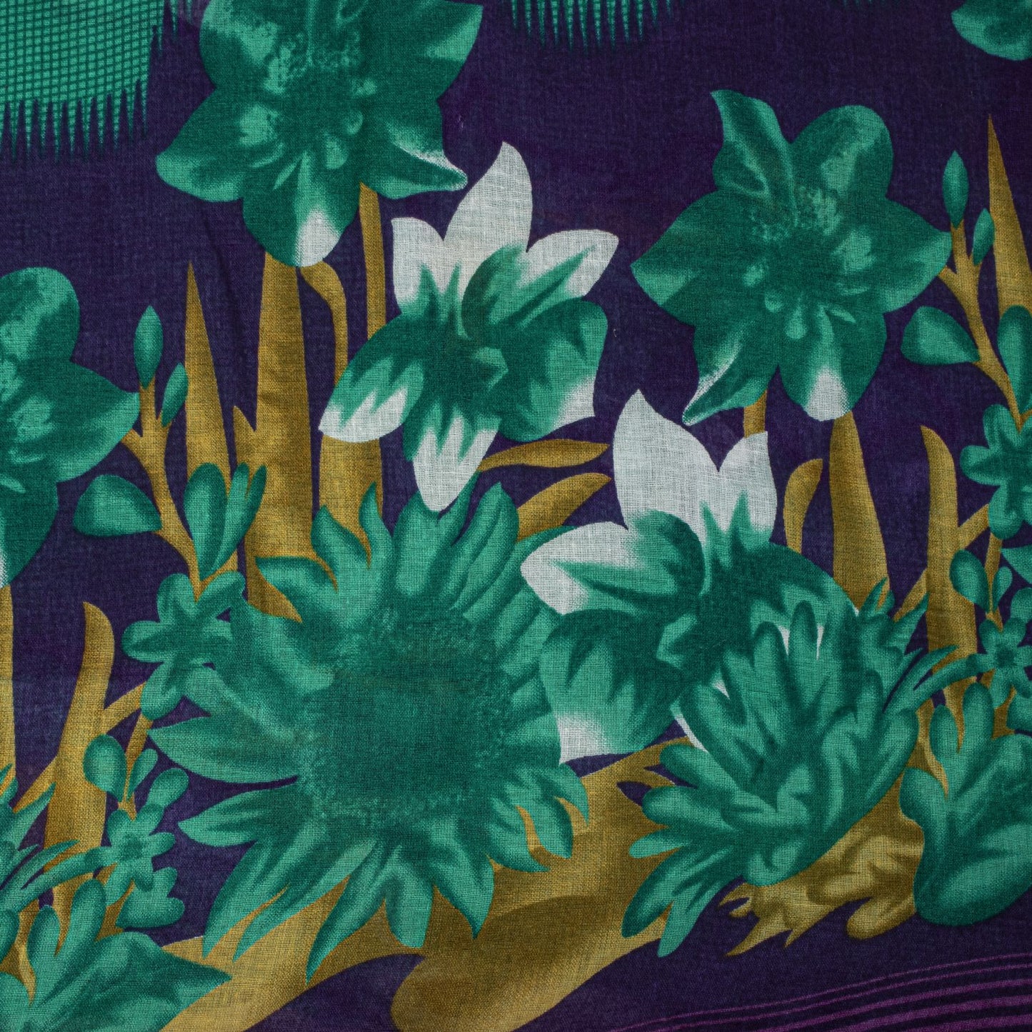 Sanskriti Vintage Saree Green Pure Cotton Digital Print Sari Craft Fabric 5+Yard