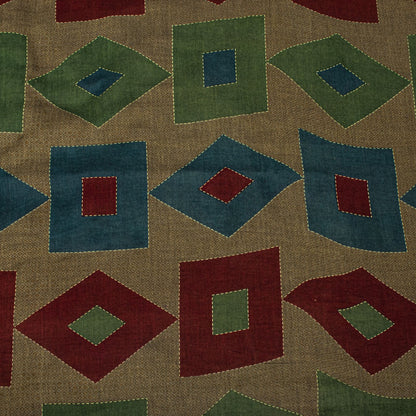 Sanskriti Vintage Saree Brown Pure Cotton Geometric Kantha Printed Fabric 5+Yard Craft Sari