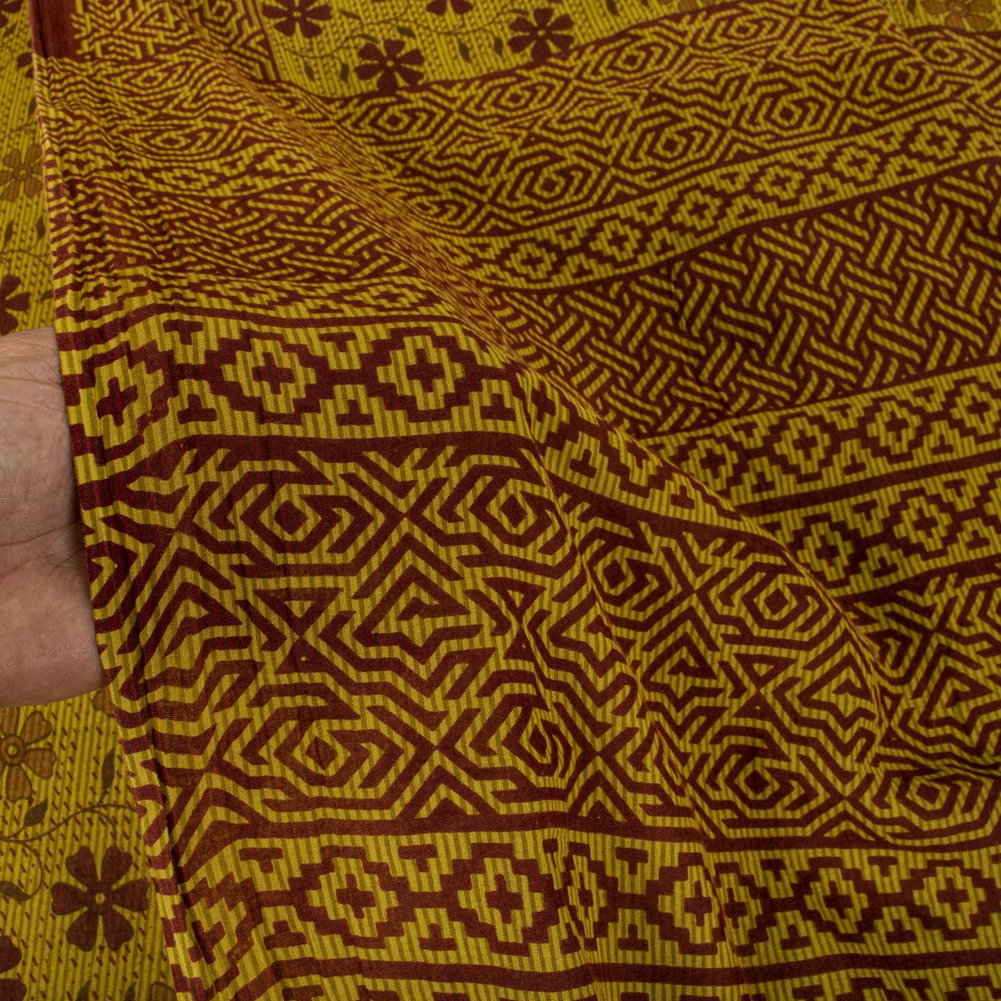 Vintage Saree Green 100% Pure Cotton Floral Printed Craft Fabric 5+Yard Sari
