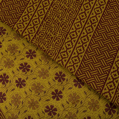 Vintage Saree Green 100% Pure Cotton Floral Printed Craft Fabric 5+Yard Sari