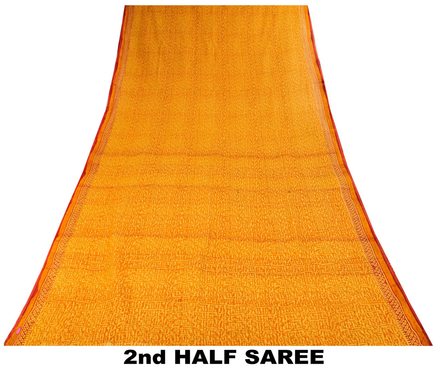Sanskriti Vintage Saree Yellow Kota Hand Woven/Doria Pure Cotton Hand Block Printed Fabric 5.5+Yard Craft Sari