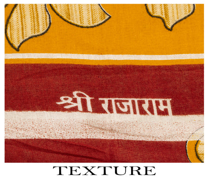 Sanskriti Vintage Saree Yellow-Red Pure Cotton Floral Printed Sari Fabric 5+Yard