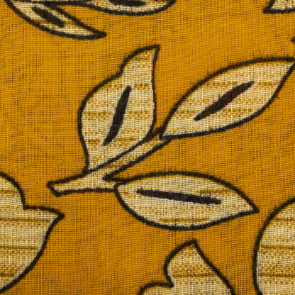 Sanskriti Vintage Saree Yellow-Red Pure Cotton Floral Printed Sari Fabric 5+Yard