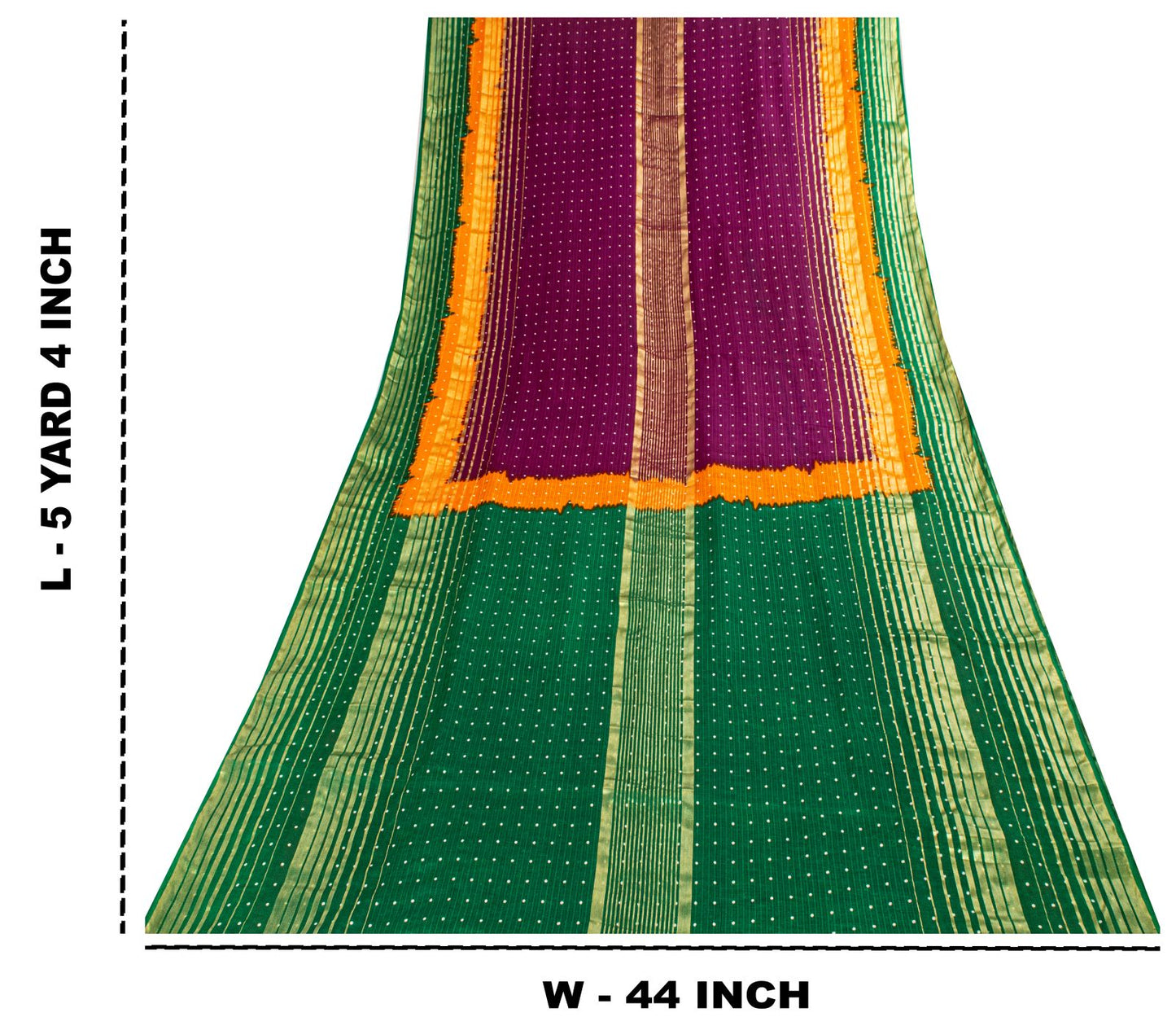 Sanskriti Vintage Saree Violet-Green Pure Cotton Woven-Print Fabric 5+Yard Sari