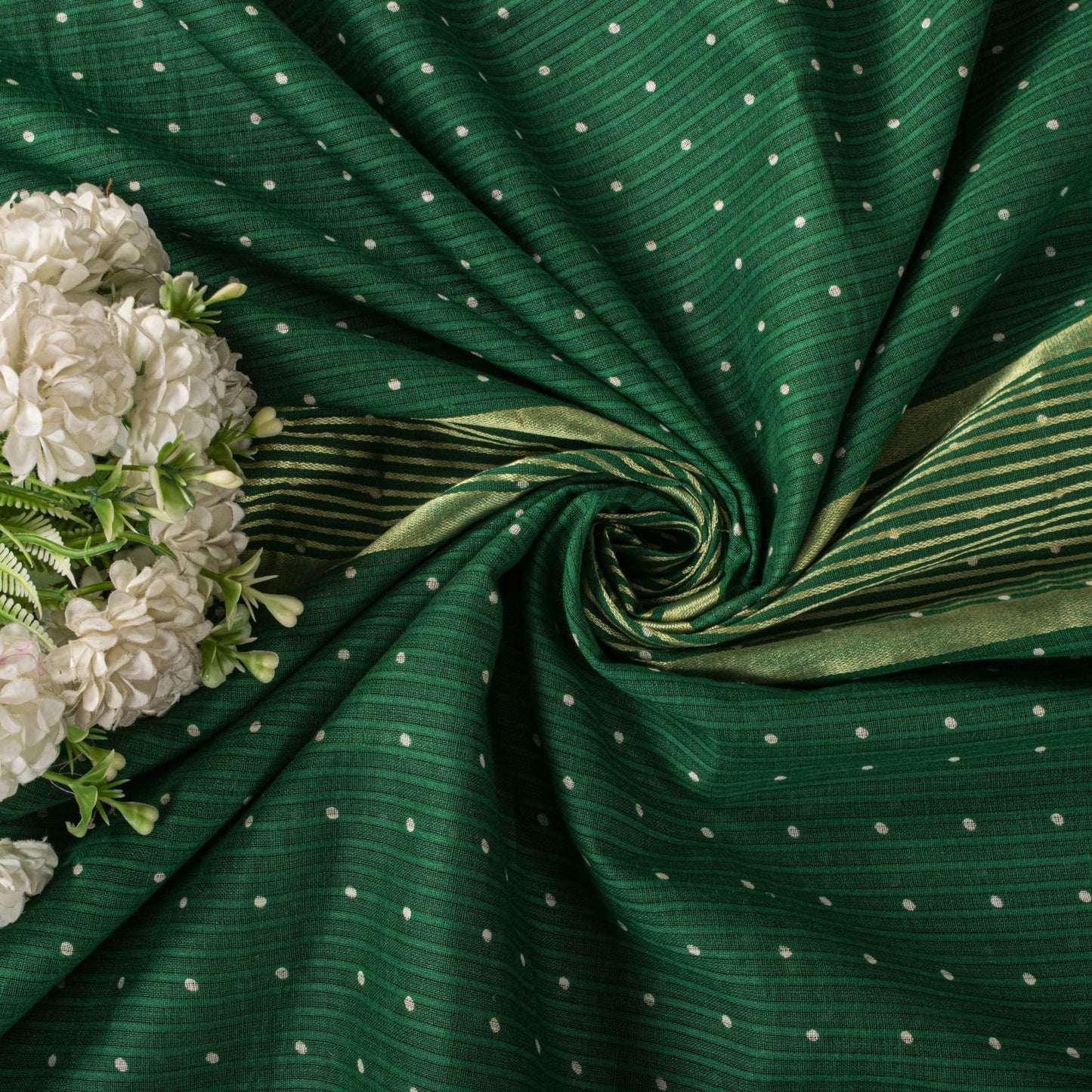 Sanskriti Vintage Saree Violet-Green Pure Cotton Woven-Print Fabric 5+Yard Sari