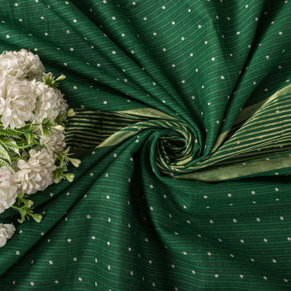 Sanskriti Vintage Saree Violet-Green Pure Cotton Woven-Print Fabric 5+Yard Sari
