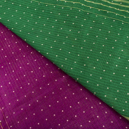 Sanskriti Vintage Saree Violet-Green Pure Cotton Woven-Print Fabric 5+Yard Sari