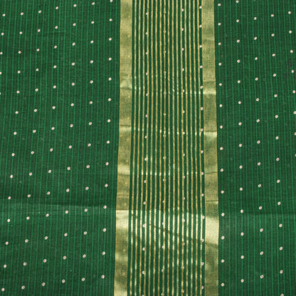 Sanskriti Vintage Saree Violet-Green Pure Cotton Woven-Print Fabric 5+Yard Sari