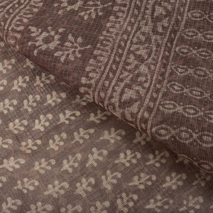 Sanskriti Vintage Saree Brown Kota WovenPure Cotton Handblock Print Sari Fabric