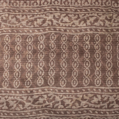Sanskriti Vintage Saree Brown Kota WovenPure Cotton Handblock Print Sari Fabric