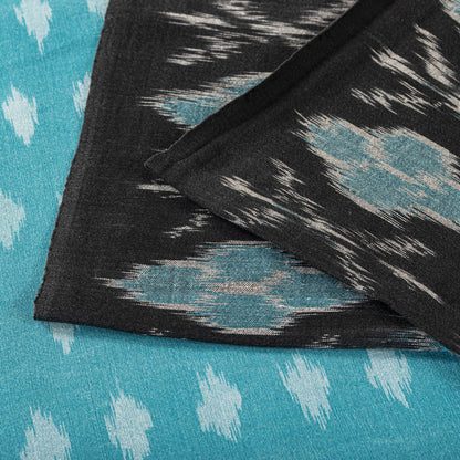 Sanskriti Vintage Saree Blue-Black Pure Cotton Ikat Hand Woven Pochampally Sari