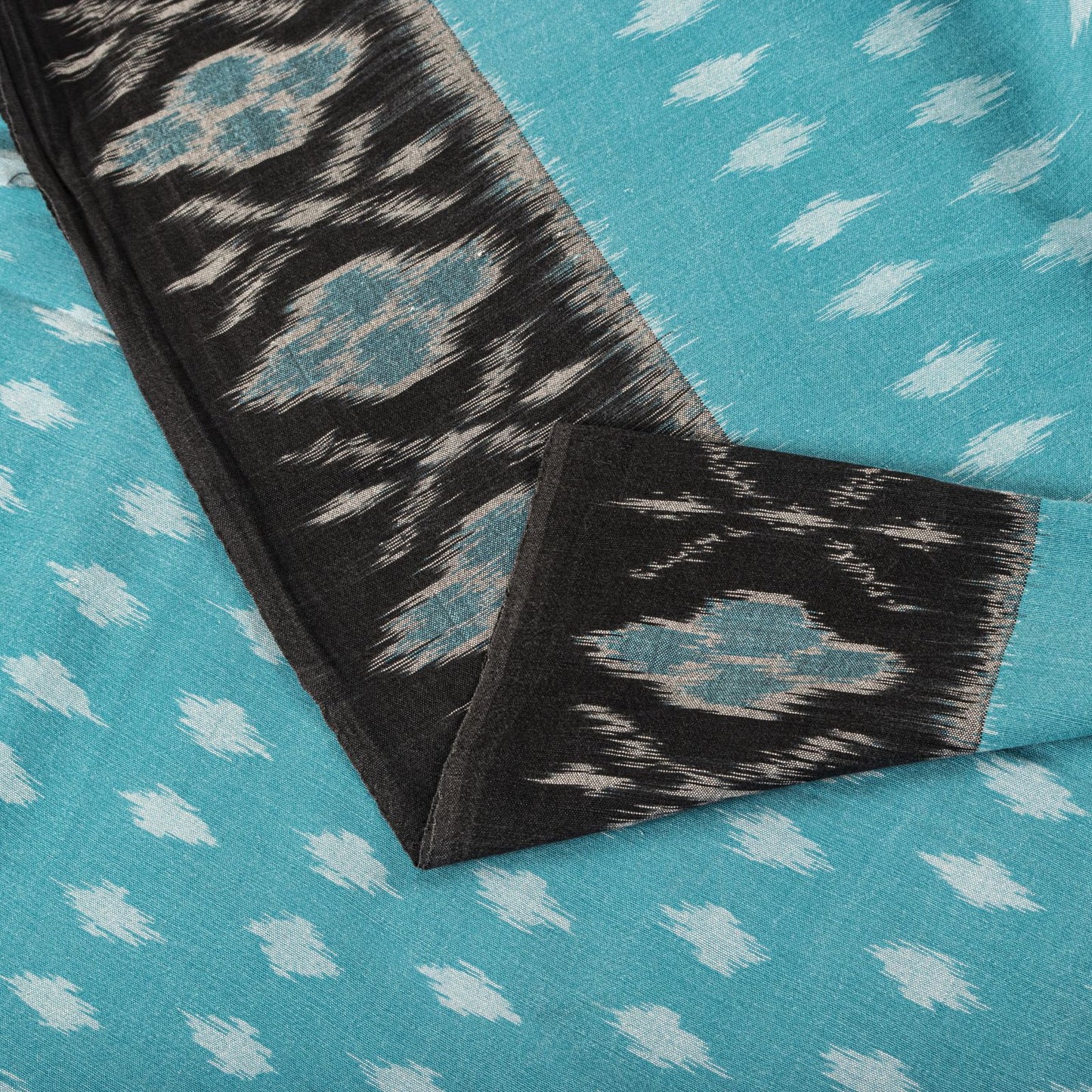 Sanskriti Vintage Saree Blue-Black Pure Cotton Ikat Hand Woven Pochampally Sari