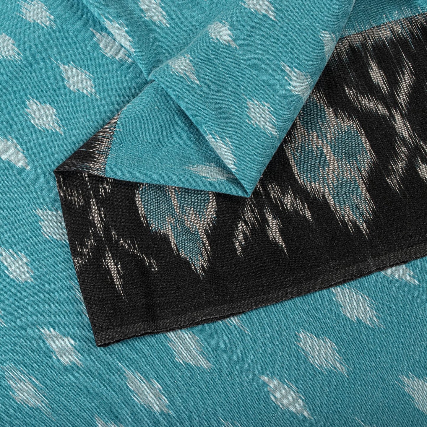 Sanskriti Vintage Saree Blue-Black Pure Cotton Ikat Hand Woven Pochampally Sari
