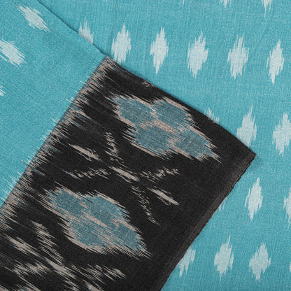 Sanskriti Vintage Saree Blue-Black Pure Cotton Ikat Hand Woven Pochampally Sari