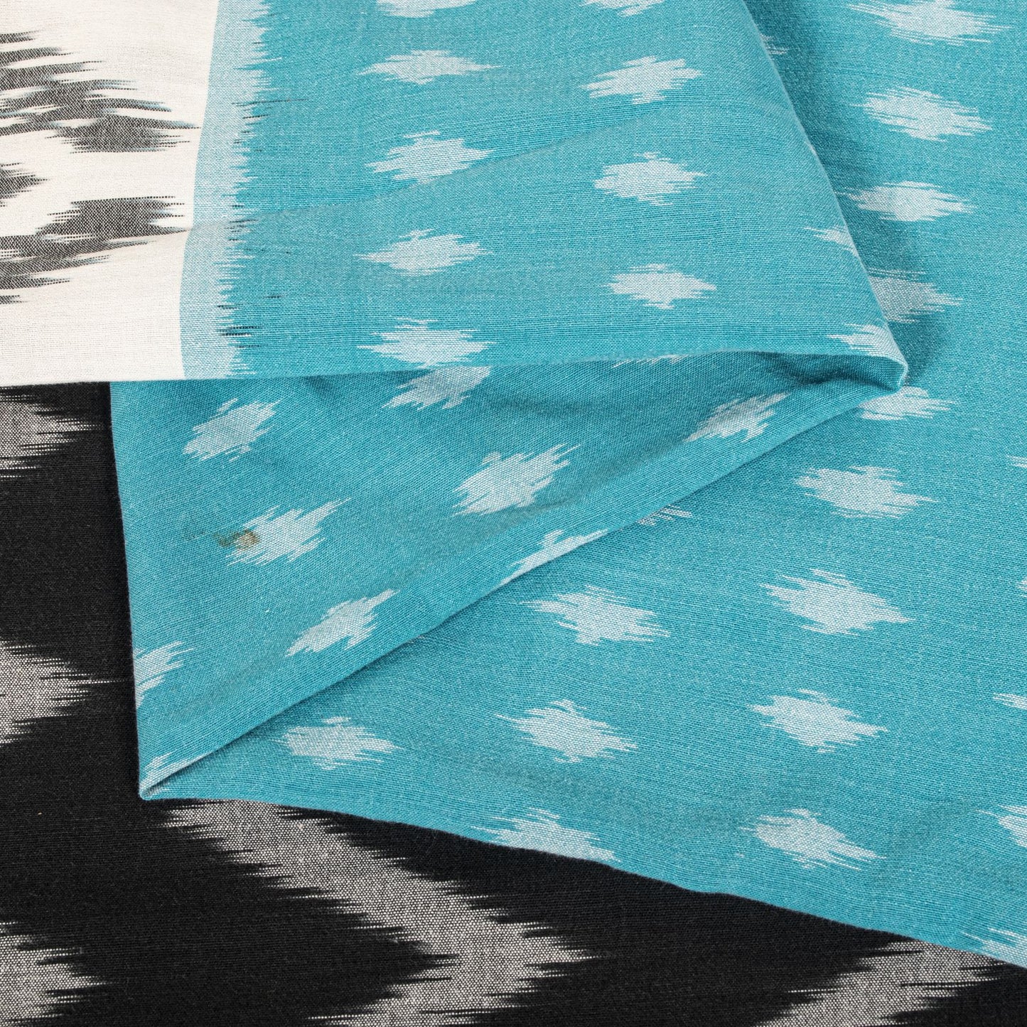 Sanskriti Vintage Saree Blue-Black Pure Cotton Ikat Hand Woven Pochampally Sari