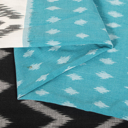 Sanskriti Vintage Saree Blue-Black Pure Cotton Ikat Hand Woven Pochampally Sari