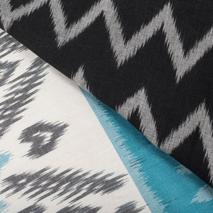 Sanskriti Vintage Saree Blue-Black Pure Cotton Ikat Hand Woven Pochampally Sari