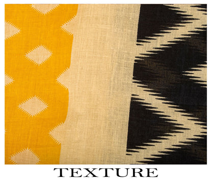 Sanskriti Vintage Saree Yellow-Black Pure Cotton Print Sari Craft Fabric 5+Yard