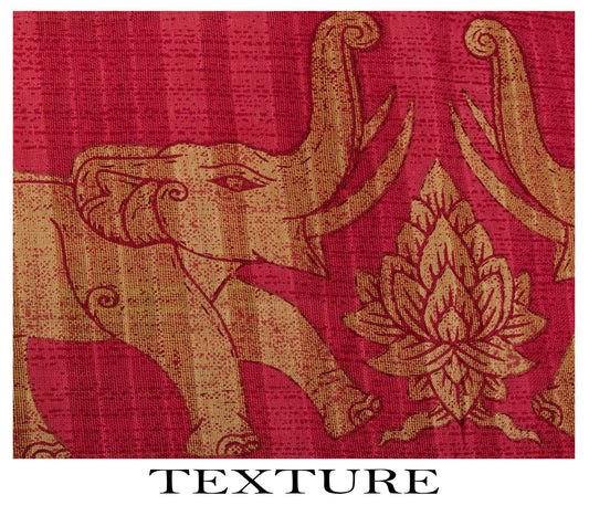 Sanskriti Vintage Saree Red Pure Cotton Elephant Print Sari Craft Fabric 5+Yard